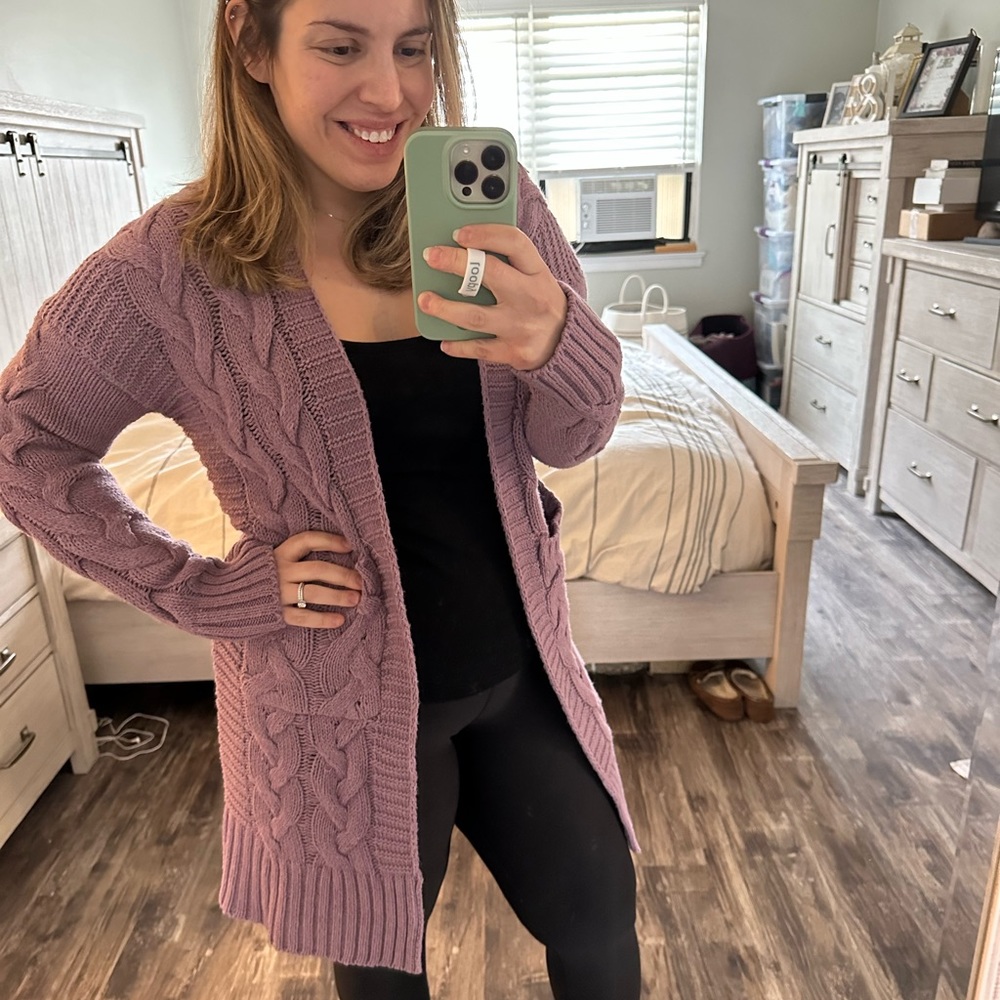 Goodnight Macaroon Ellen Long Cable Knit Open Cardigan - One Size